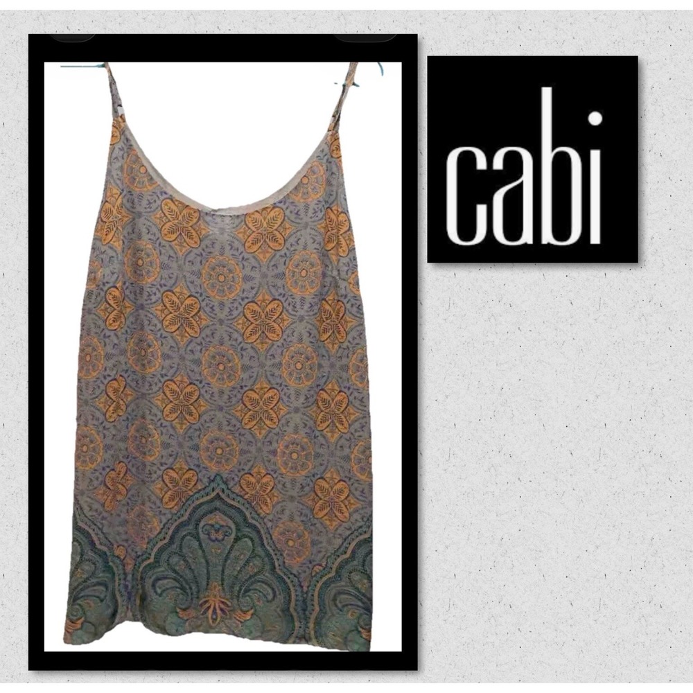 CABI -‎ Women's - Large - Tank Top - Arabesque - Modern - Cami #3082 Gray Orange